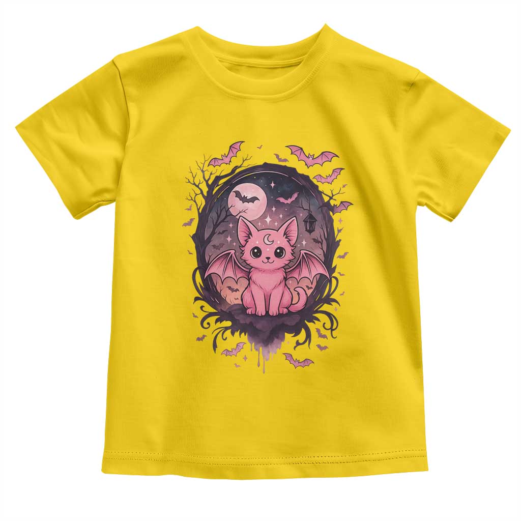 Cute Pastel Goth Bat Cat Toddler T Shirt Funny Gothic Halloween Art TS12 Daisy Print Your Wear