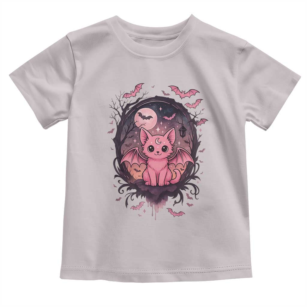 Cute Pastel Goth Bat Cat Toddler T Shirt Funny Gothic Halloween Art TS12 Ice Gray Print Your Wear