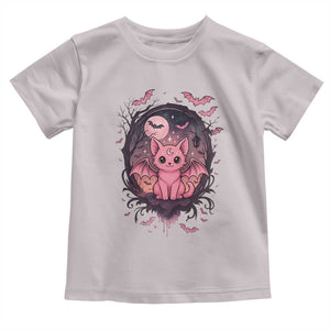 Cute Pastel Goth Bat Cat Toddler T Shirt Funny Gothic Halloween Art TS12 Ice Gray Print Your Wear