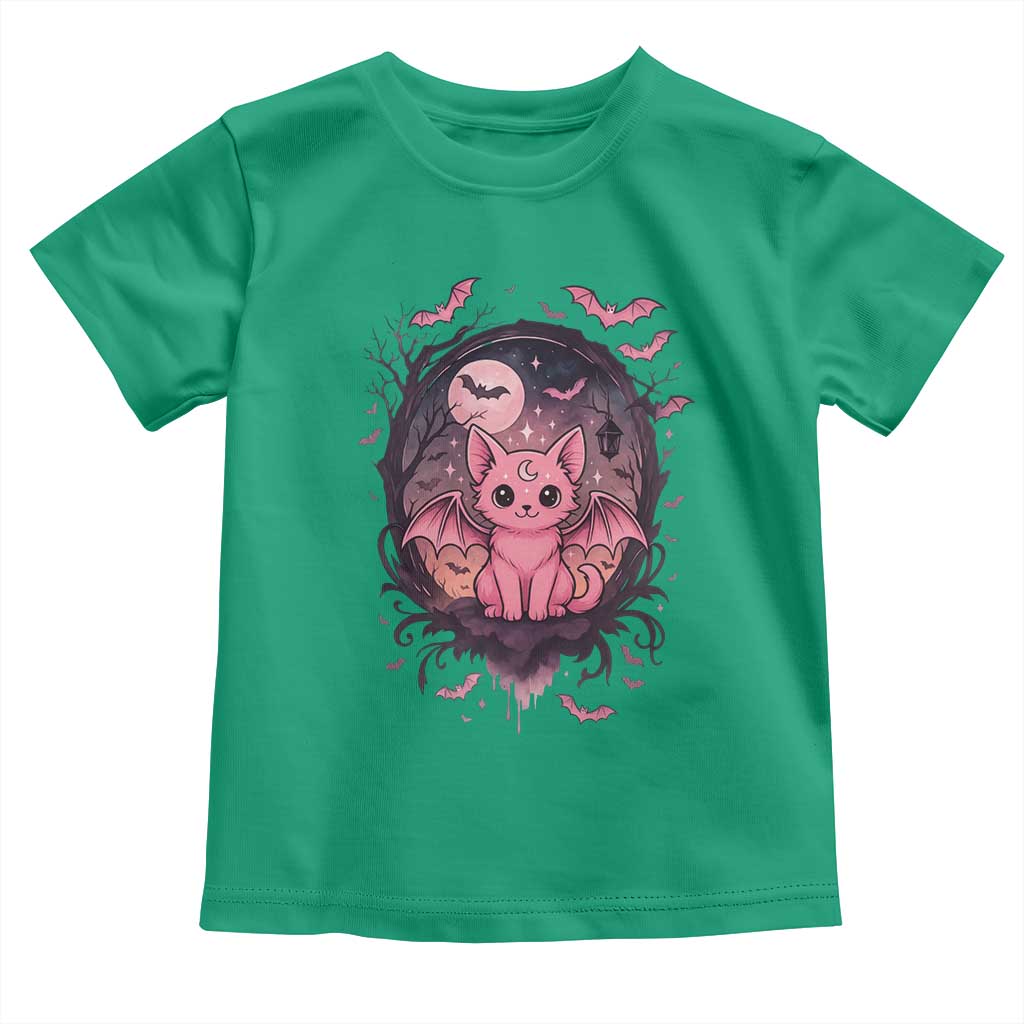 Cute Pastel Goth Bat Cat Toddler T Shirt Funny Gothic Halloween Art TS12 Irish Green Print Your Wear