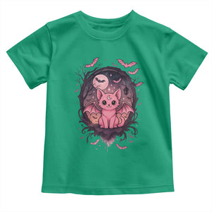 Cute Pastel Goth Bat Cat Toddler T Shirt Funny Gothic Halloween Art TS12 Irish Green Print Your Wear