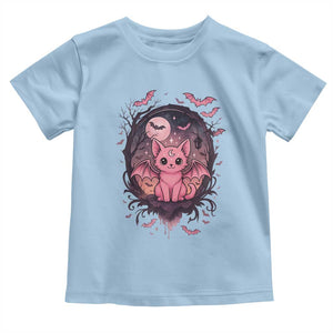 Cute Pastel Goth Bat Cat Toddler T Shirt Funny Gothic Halloween Art TS12 Light Blue Print Your Wear