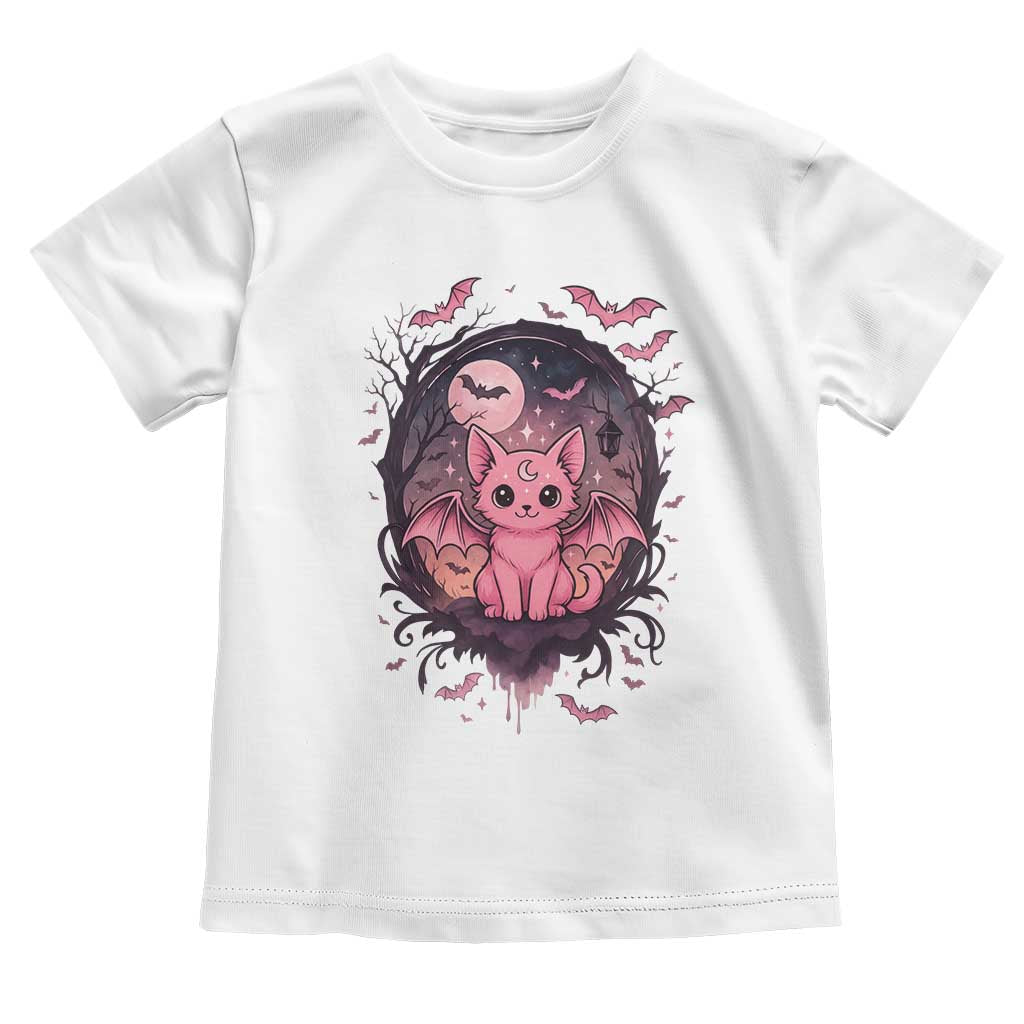 Cute Pastel Goth Bat Cat Toddler T Shirt Funny Gothic Halloween Art TS12 White Print Your Wear