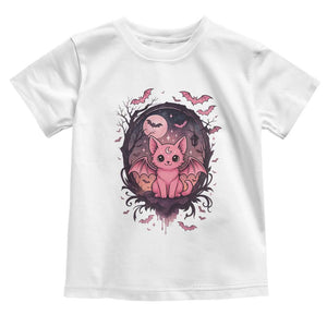 Cute Pastel Goth Bat Cat Toddler T Shirt Funny Gothic Halloween Art TS12 White Print Your Wear