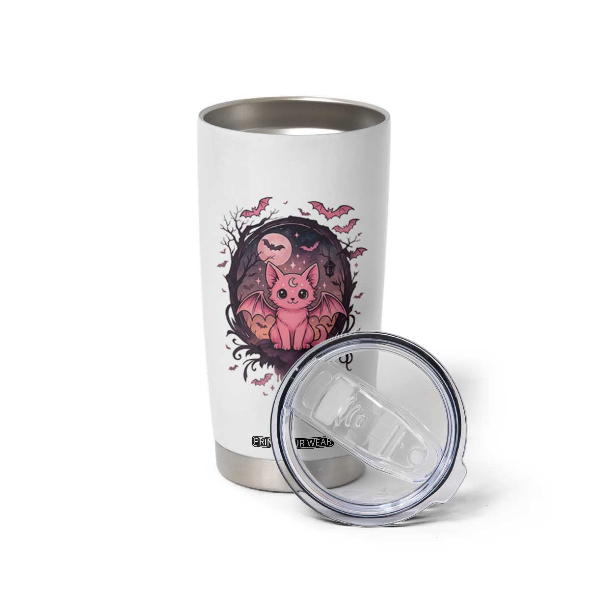 Cute Pastel Goth Bat Cat Tumbler Cup Funny Gothic Halloween Art TS12 Print Your Wear