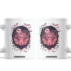 Cute Pastel Goth Bat Cat Coffee Mug Funny Gothic Halloween Art TS12 White Print Your Wear