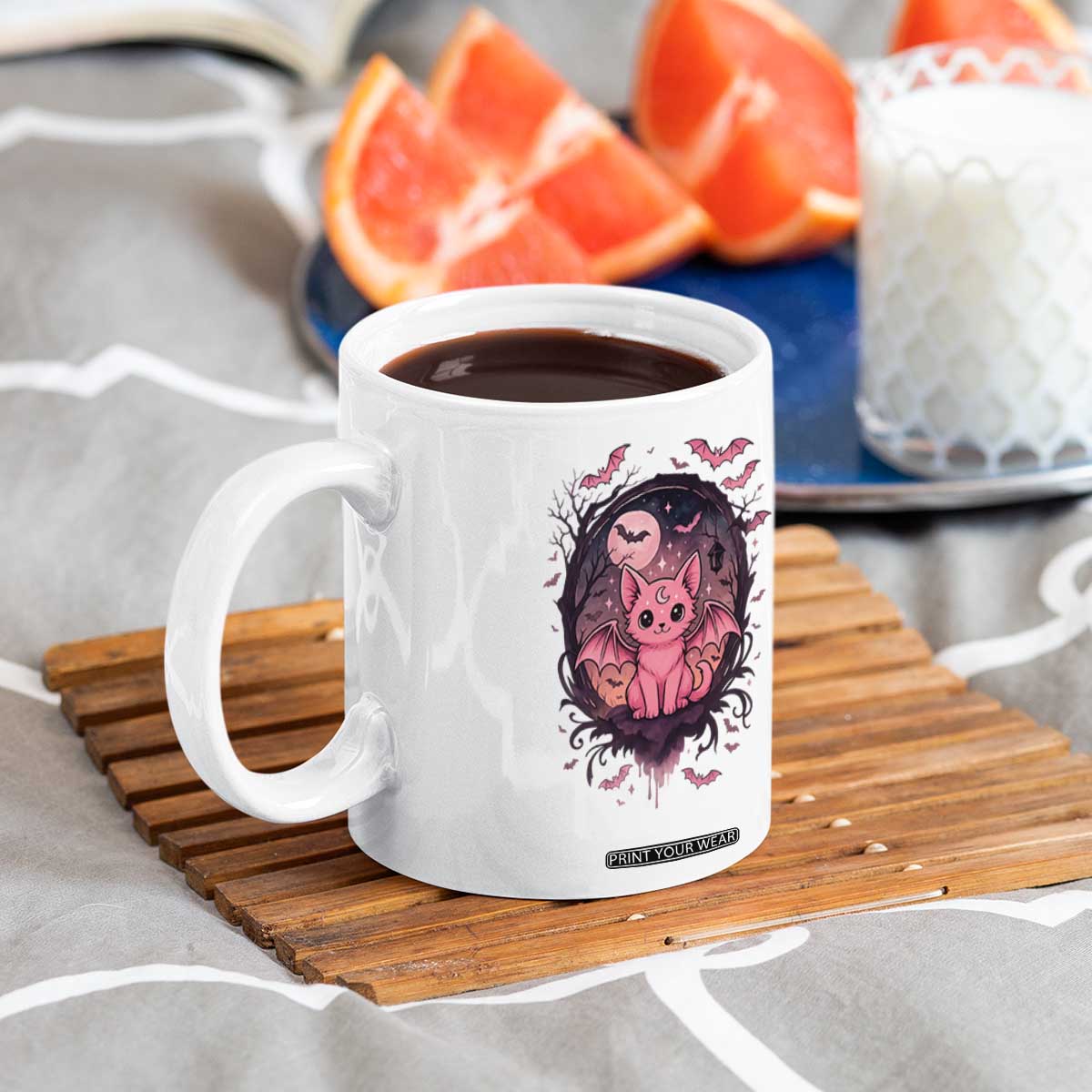 Cute Pastel Goth Bat Cat Coffee Mug Funny Gothic Halloween Art TS12 Print Your Wear
