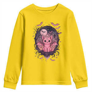 Cute Pastel Goth Bat Cat Youth Sweatshirt Funny Gothic Halloween Art TS12 Daisy Print Your Wear
