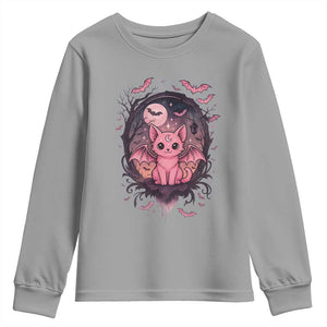 Cute Pastel Goth Bat Cat Youth Sweatshirt Funny Gothic Halloween Art TS12 Sport Gray Print Your Wear