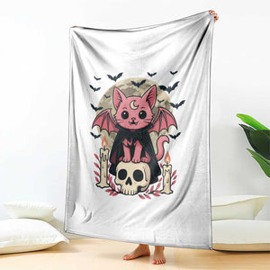 Cute Pastel Goth Vampire Cat Throw Blanket Funny Gothic Halloween Art TS12 Print Your Wear