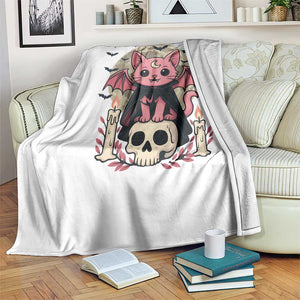 Cute Pastel Goth Vampire Cat Throw Blanket Funny Gothic Halloween Art TS12 Print Your Wear