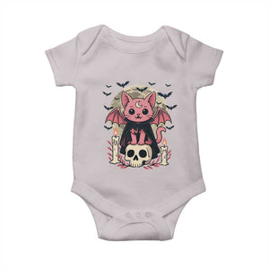 Cute Pastel Goth Vampire Cat Baby Onesie Funny Gothic Halloween Art TS12 Ice Gray Print Your Wear