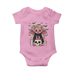 Cute Pastel Goth Vampire Cat Baby Onesie Funny Gothic Halloween Art TS12 Light Pink Print Your Wear