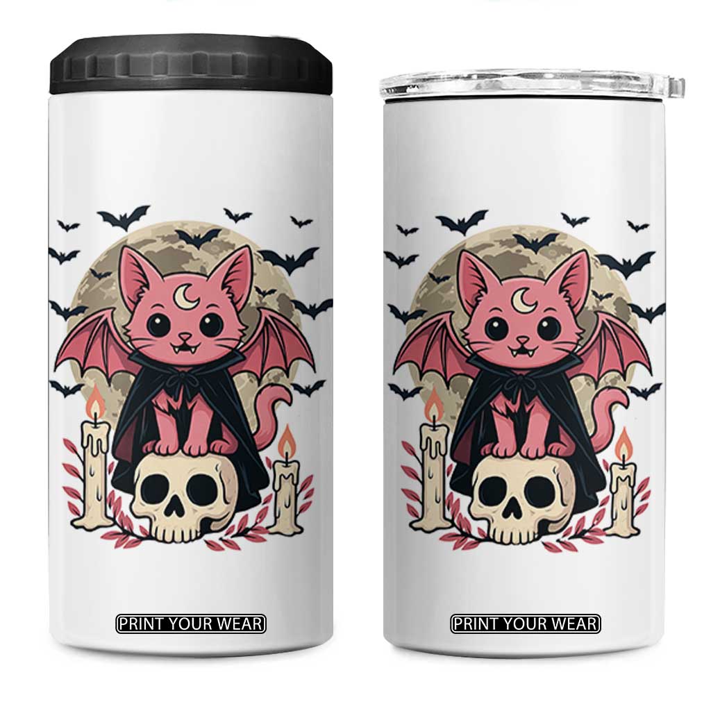 Cute Pastel Goth Vampire Cat 4 in 1 Can Cooler Tumbler Funny Gothic Halloween Art TS12 One Size: 16 oz White Print Your Wear