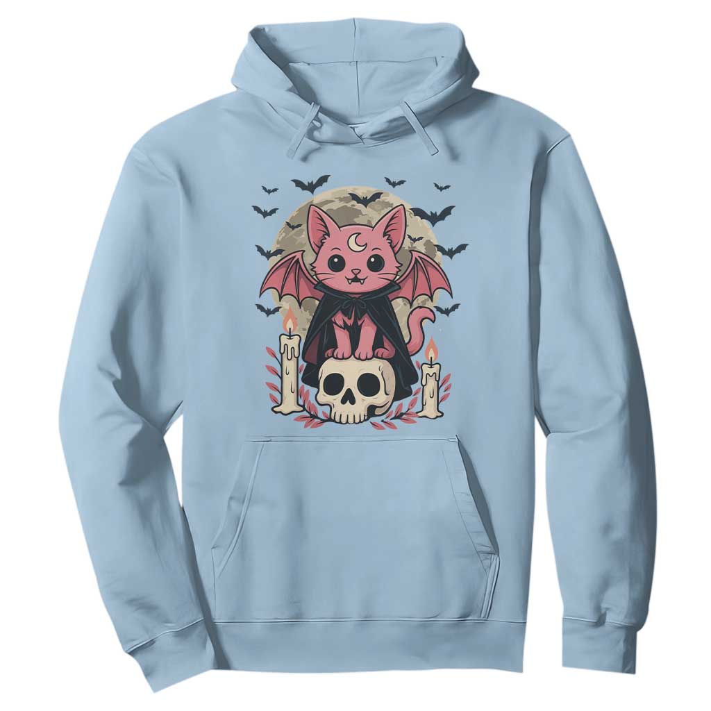 Cute Pastel Goth Vampire Cat Hoodie Funny Gothic Halloween Art TS12 Light Blue Print Your Wear