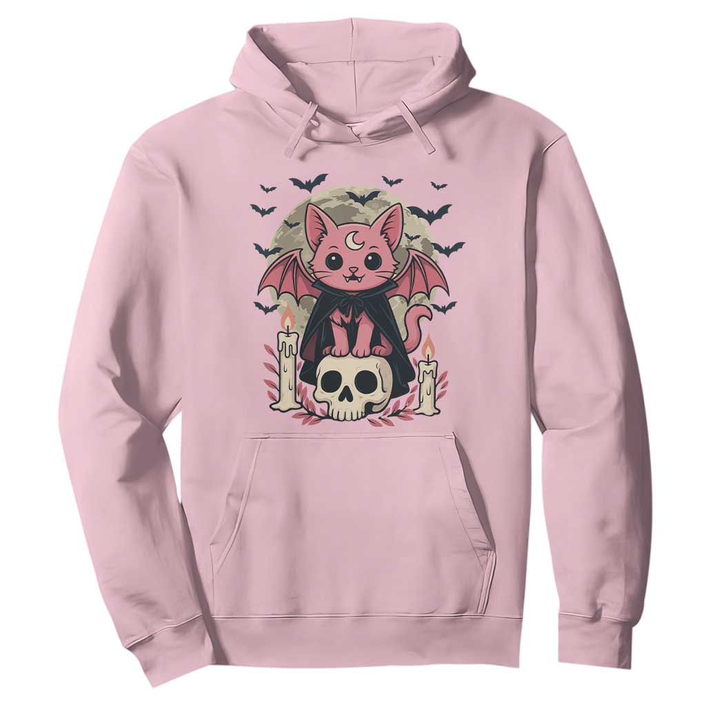 Cute Pastel Goth Vampire Cat Hoodie Funny Gothic Halloween Art TS12 Light Pink Print Your Wear