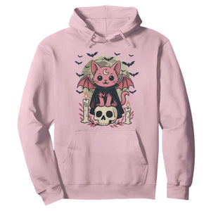Cute Pastel Goth Vampire Cat Hoodie Funny Gothic Halloween Art TS12 Light Pink Print Your Wear