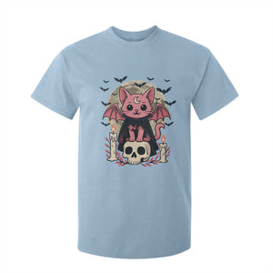 Cute Pastel Goth Vampire Cat T Shirt For Kid Funny Gothic Halloween Art TS12 Light Blue Print Your Wear