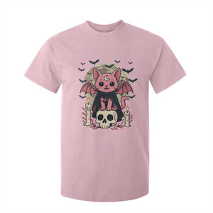 Cute Pastel Goth Vampire Cat T Shirt For Kid Funny Gothic Halloween Art TS12 Light Pink Print Your Wear