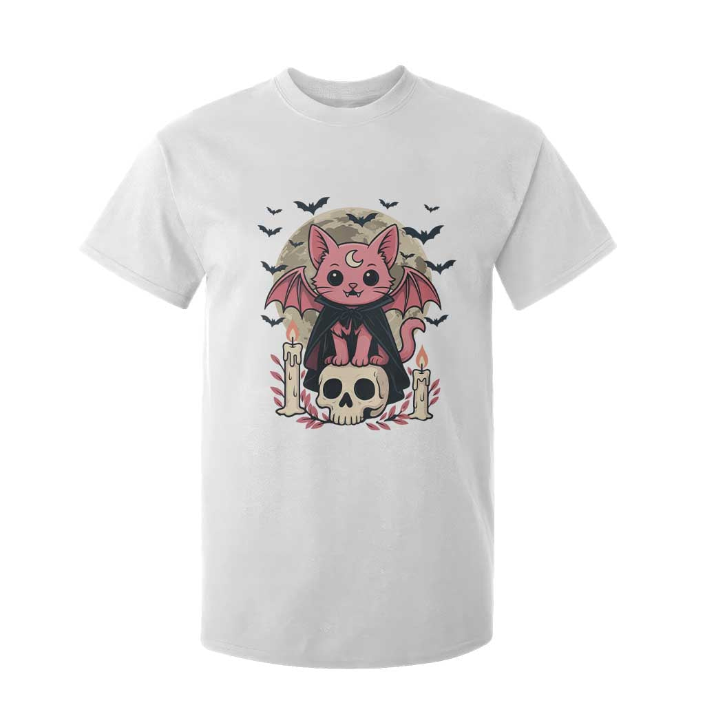 Cute Pastel Goth Vampire Cat T Shirt For Kid Funny Gothic Halloween Art TS12 White Print Your Wear