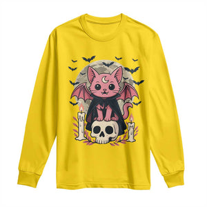Cute Pastel Goth Vampire Cat Long Sleeve Shirt Funny Gothic Halloween Art TS12 Daisy Print Your Wear