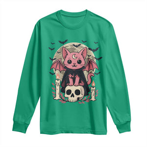 Cute Pastel Goth Vampire Cat Long Sleeve Shirt Funny Gothic Halloween Art TS12 Irish Green Print Your Wear