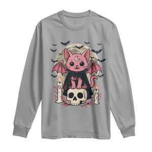 Cute Pastel Goth Vampire Cat Long Sleeve Shirt Funny Gothic Halloween Art TS12 Sport Gray Print Your Wear