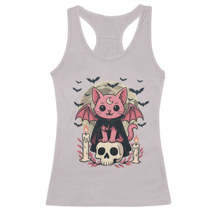 Cute Pastel Goth Vampire Cat Racerback Tank Top Funny Gothic Halloween Art TS12 Ice Gray Print Your Wear
