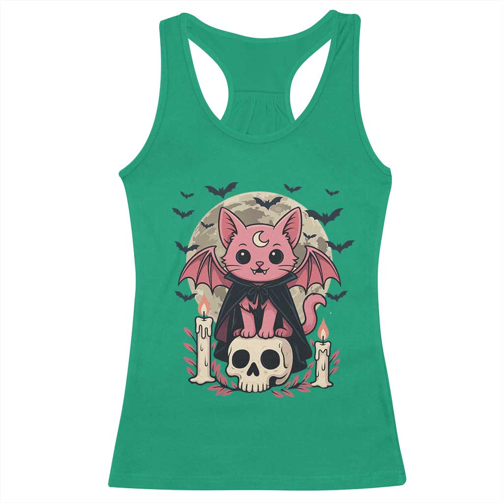 Cute Pastel Goth Vampire Cat Racerback Tank Top Funny Gothic Halloween Art TS12 Irish Green Print Your Wear