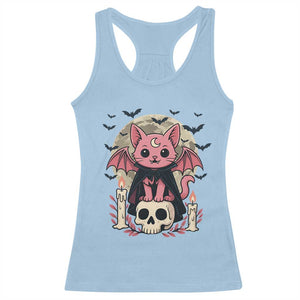 Cute Pastel Goth Vampire Cat Racerback Tank Top Funny Gothic Halloween Art TS12 Light Blue Print Your Wear