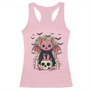 Cute Pastel Goth Vampire Cat Racerback Tank Top Funny Gothic Halloween Art TS12 Light Pink Print Your Wear