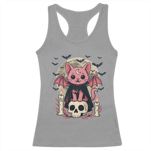 Cute Pastel Goth Vampire Cat Racerback Tank Top Funny Gothic Halloween Art TS12 Sport Gray Print Your Wear