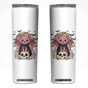 Cute Pastel Goth Vampire Cat Skinny Tumbler Funny Gothic Halloween Art TS12 White Print Your Wear