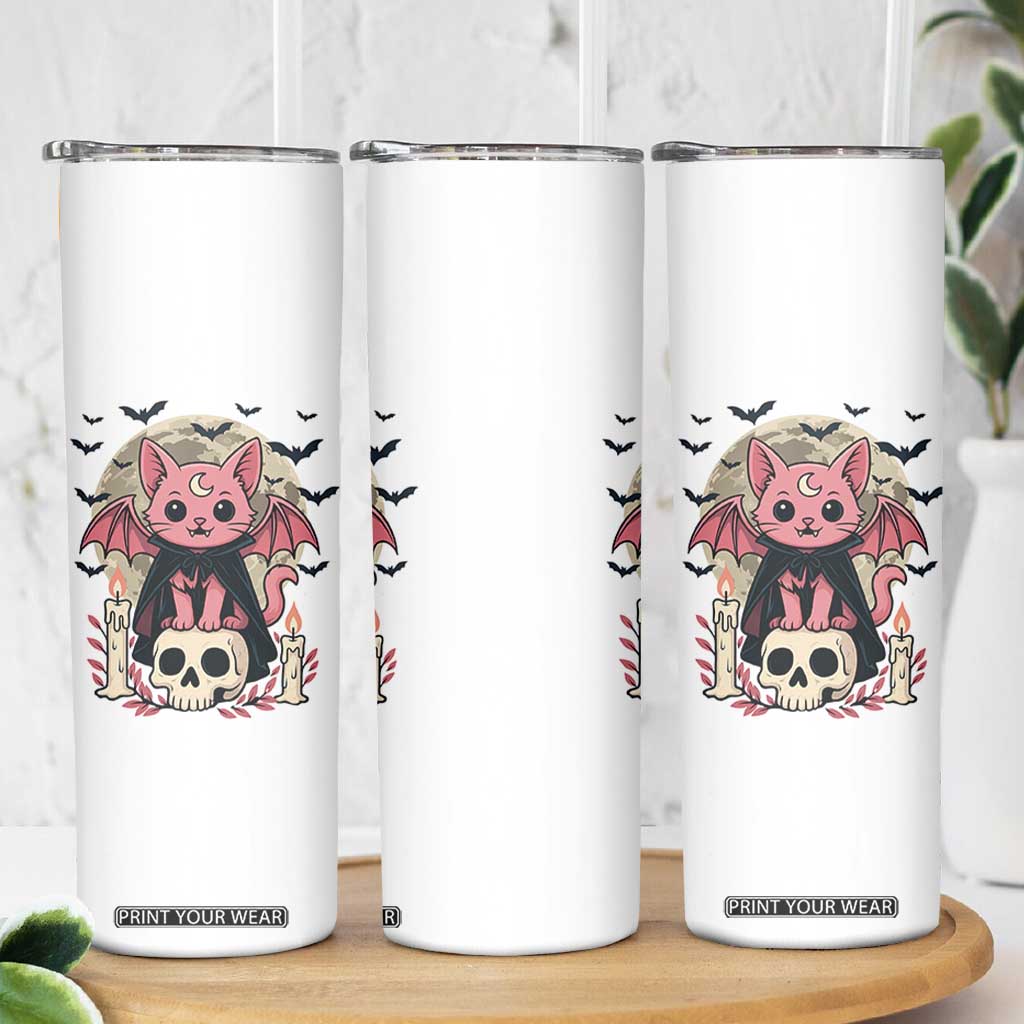 Cute Pastel Goth Vampire Cat Skinny Tumbler Funny Gothic Halloween Art TS12 Print Your Wear