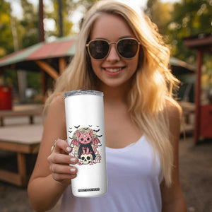 Cute Pastel Goth Vampire Cat Skinny Tumbler Funny Gothic Halloween Art TS12 Print Your Wear