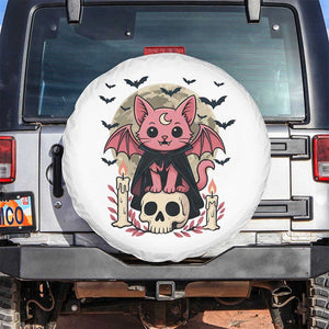 Cute Pastel Goth Vampire Cat Spare Tire Cover Funny Gothic Halloween Art TS12 No hole White Print Your Wear