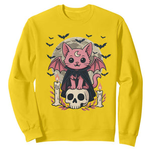 Cute Pastel Goth Vampire Cat Sweatshirt Funny Gothic Halloween Art TS12 Daisy Print Your Wear