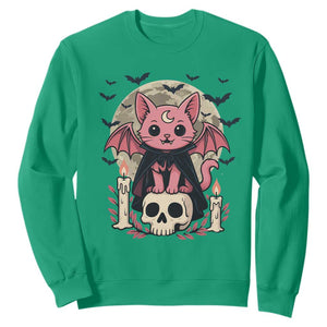 Cute Pastel Goth Vampire Cat Sweatshirt Funny Gothic Halloween Art TS12 Irish Green Print Your Wear