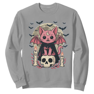 Cute Pastel Goth Vampire Cat Sweatshirt Funny Gothic Halloween Art TS12 Sport Gray Print Your Wear