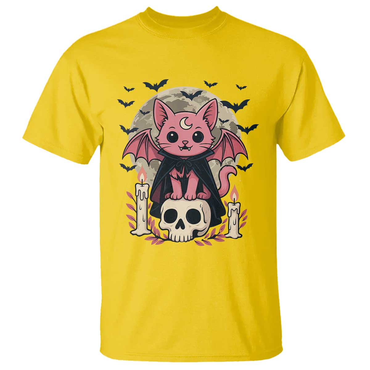 Cute Pastel Goth Vampire Cat T Shirt Funny Gothic Halloween Art TS12 Daisy Print Your Wear