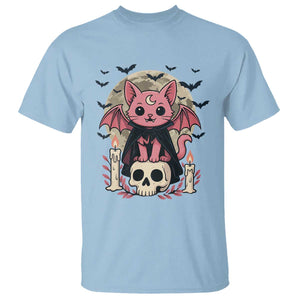 Cute Pastel Goth Vampire Cat T Shirt Funny Gothic Halloween Art TS12 Light Blue Print Your Wear