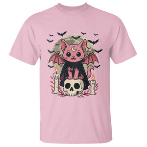 Cute Pastel Goth Vampire Cat T Shirt Funny Gothic Halloween Art TS12 Light Pink Print Your Wear