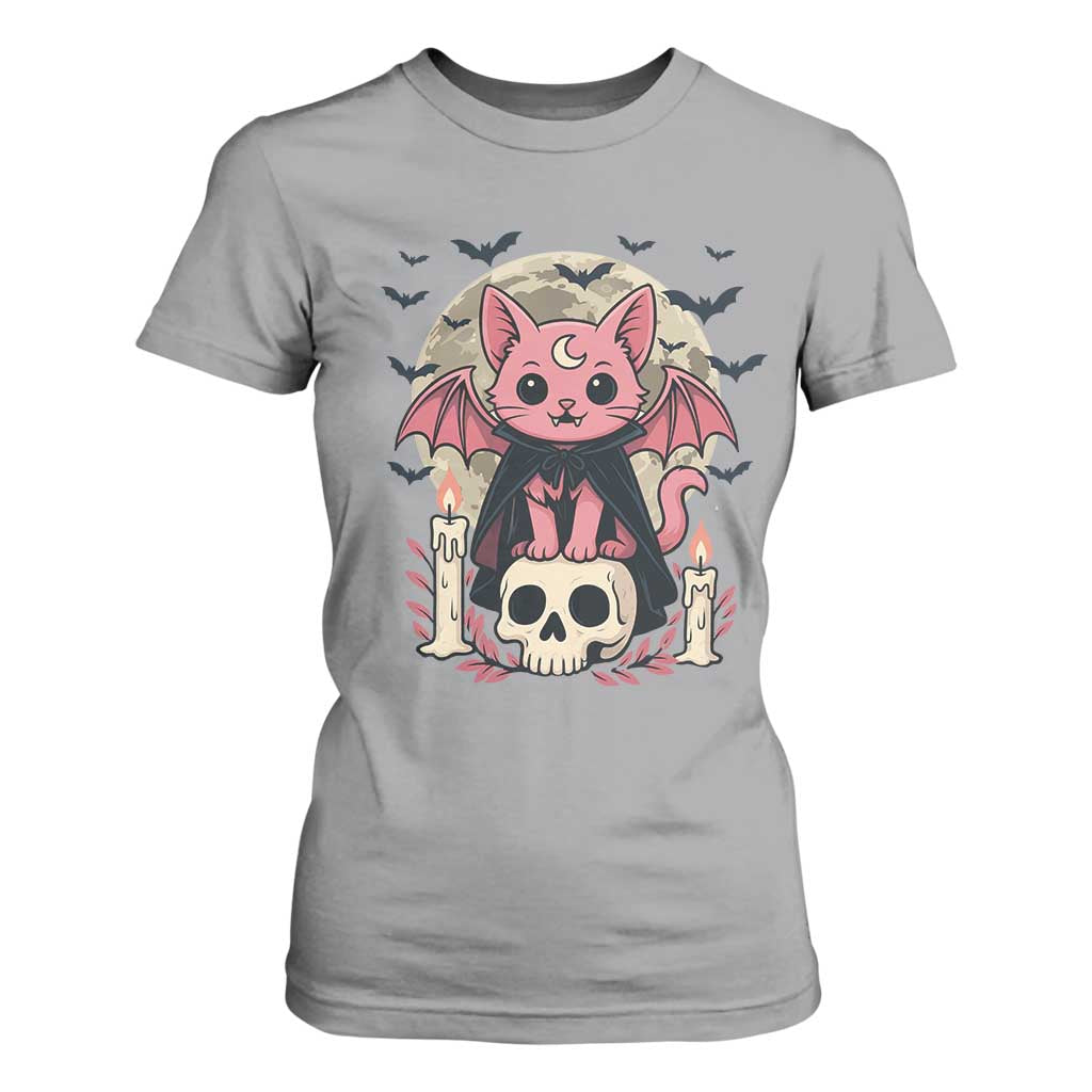 Cute Pastel Goth Vampire Cat T Shirt For Women Funny Gothic Halloween Art TS12 Sport Gray Print Your Wear