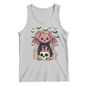 Cute Pastel Goth Vampire Cat Tank Top Funny Gothic Halloween Art TS12 Ash Print Your Wear