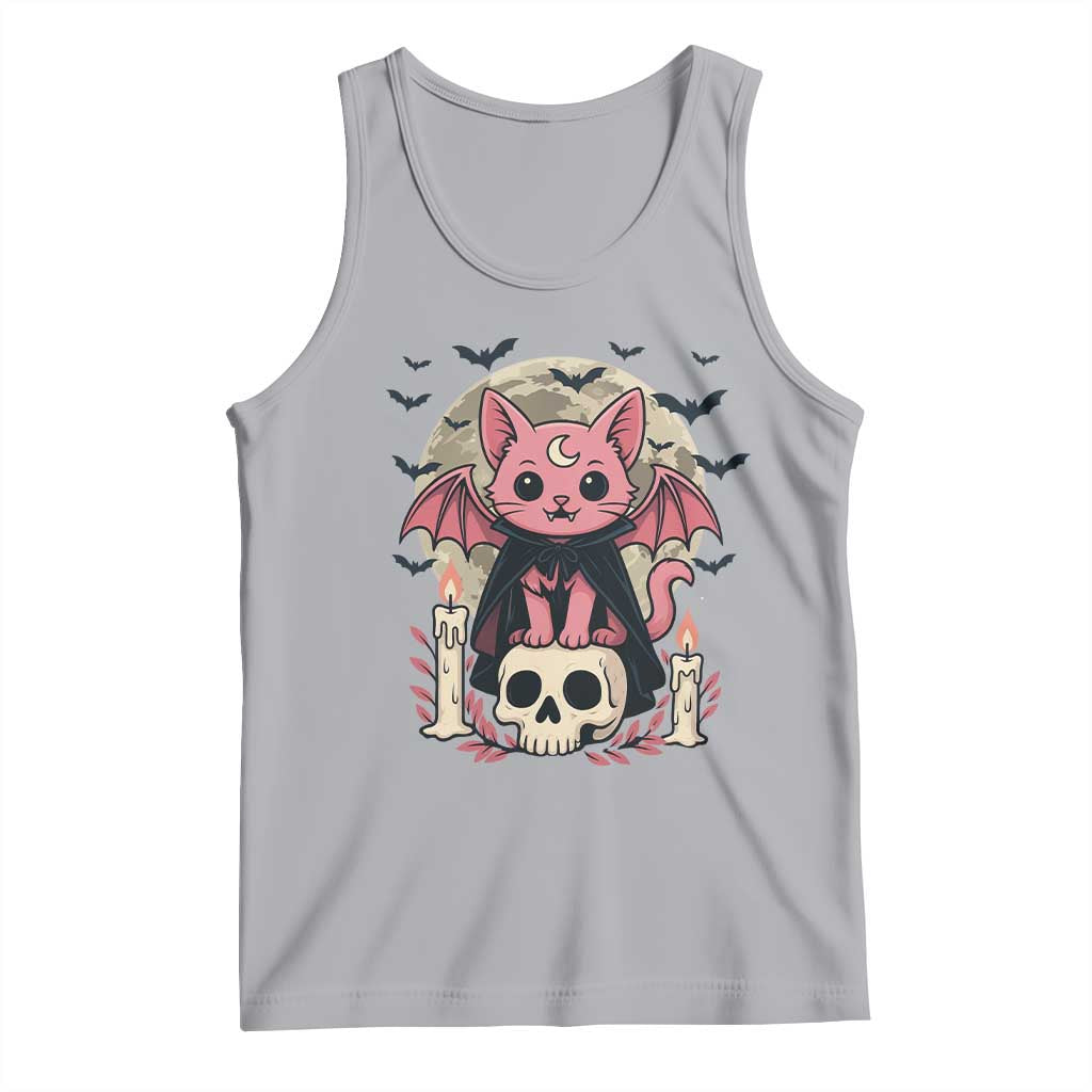 Cute Pastel Goth Vampire Cat Tank Top Funny Gothic Halloween Art TS12 Athletic Heather Print Your Wear