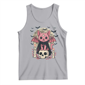 Cute Pastel Goth Vampire Cat Tank Top Funny Gothic Halloween Art TS12 Athletic Heather Print Your Wear