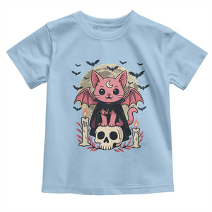 Cute Pastel Goth Vampire Cat Toddler T Shirt Funny Gothic Halloween Art TS12 Light Blue Print Your Wear