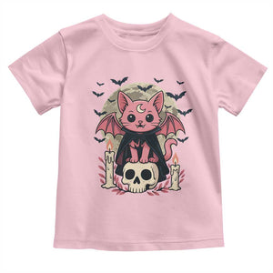 Cute Pastel Goth Vampire Cat Toddler T Shirt Funny Gothic Halloween Art TS12 Light Pink Print Your Wear