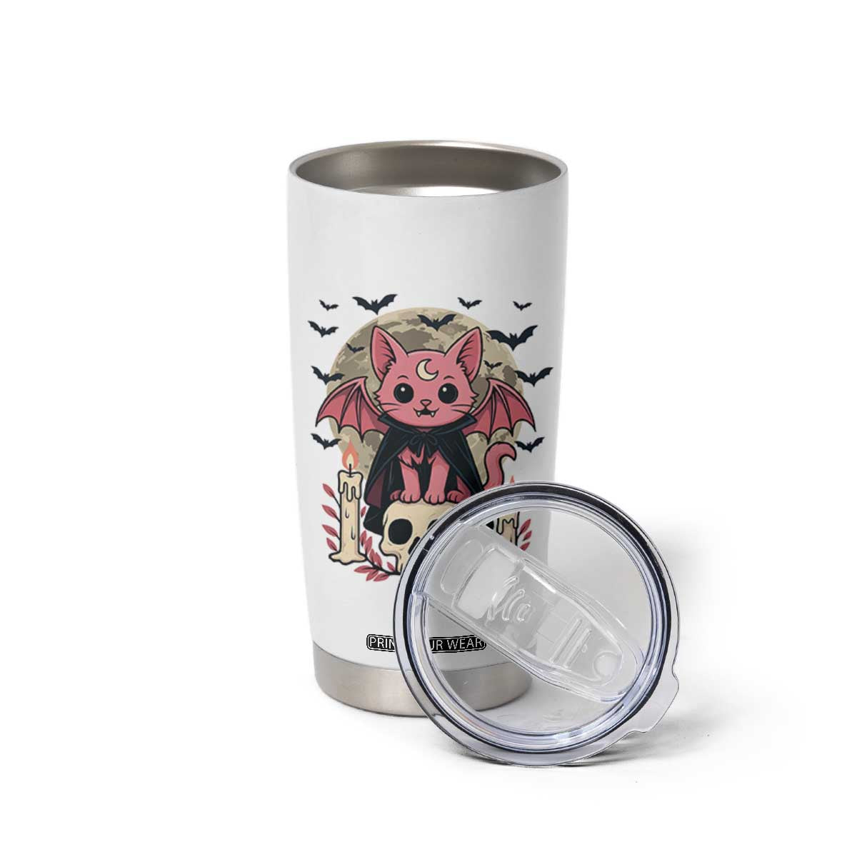 Cute Pastel Goth Vampire Cat Tumbler Cup Funny Gothic Halloween Art TS12 Print Your Wear