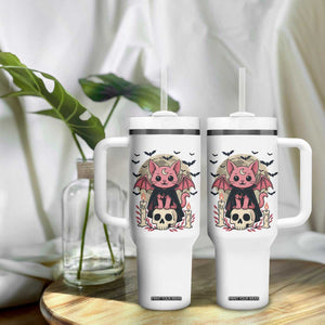 Cute Pastel Goth Vampire Cat Tumbler With Handle Funny Gothic Halloween Art TS12 Print Your Wear
